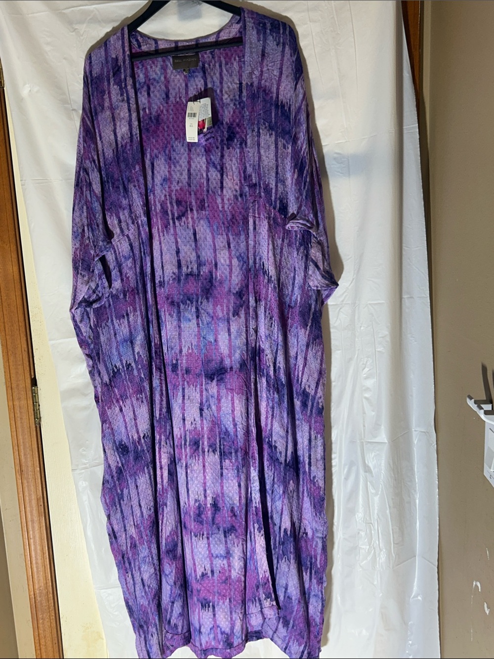 Purple Tie-Dye Lightweight Open Cardigan Shrug